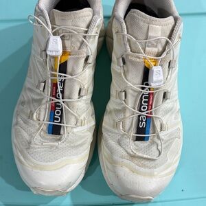 Salomon Cream Trail Running Shoes with Black, Blue & Yellow Accents